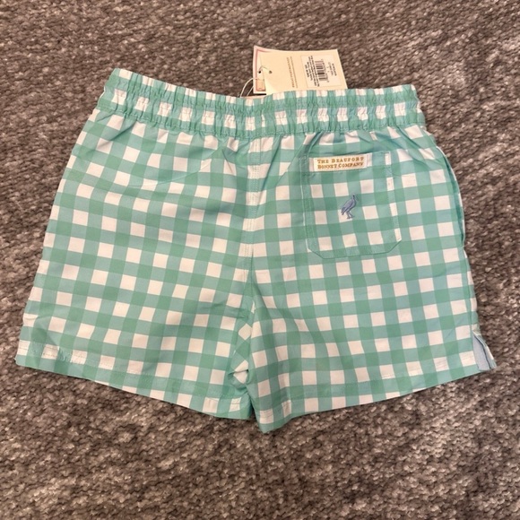 NWT boys The Beaufort Bonnet Co. Seafoam gingham swim trunks 7 - Picture 2 of 3